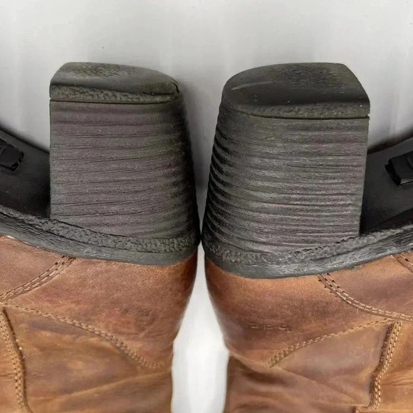 BOC Born Concept Leather Tall Riding Biker Boots Side Zip Buckle Strap Women 7-8 - Picture 12 of 16